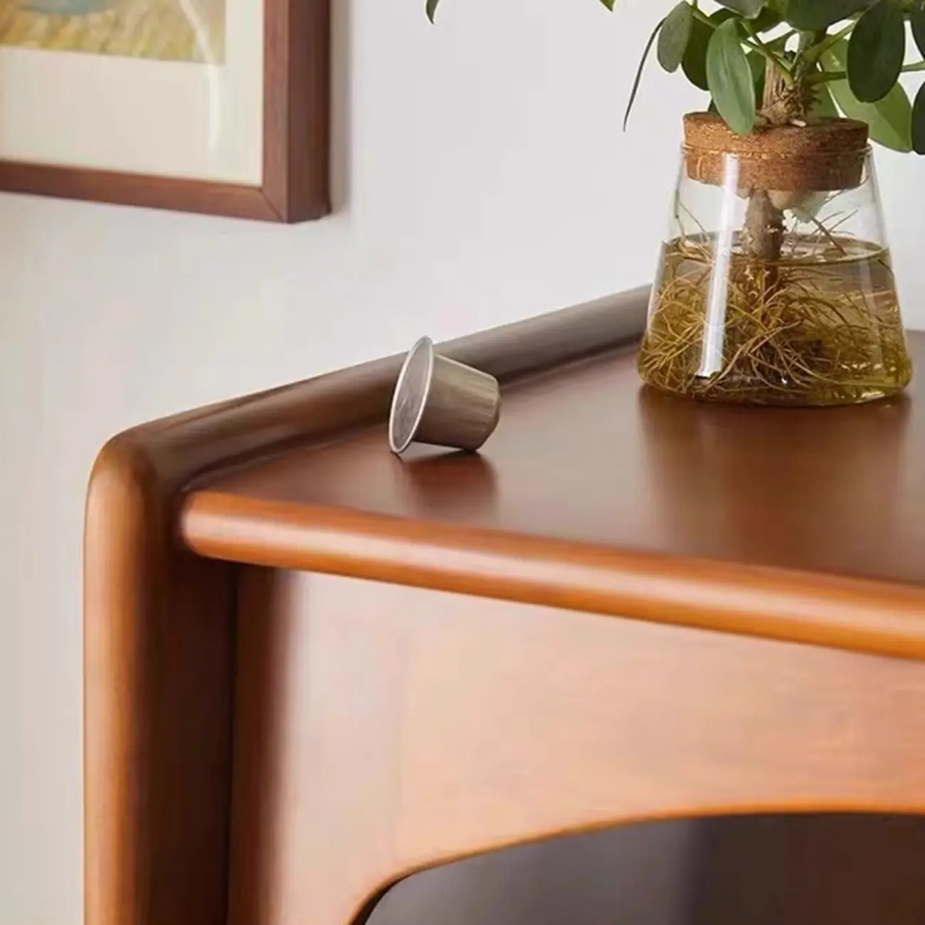 50" Modern Pine Brown Accent Cabinet with Glass Door Image - 5 | homeyfad