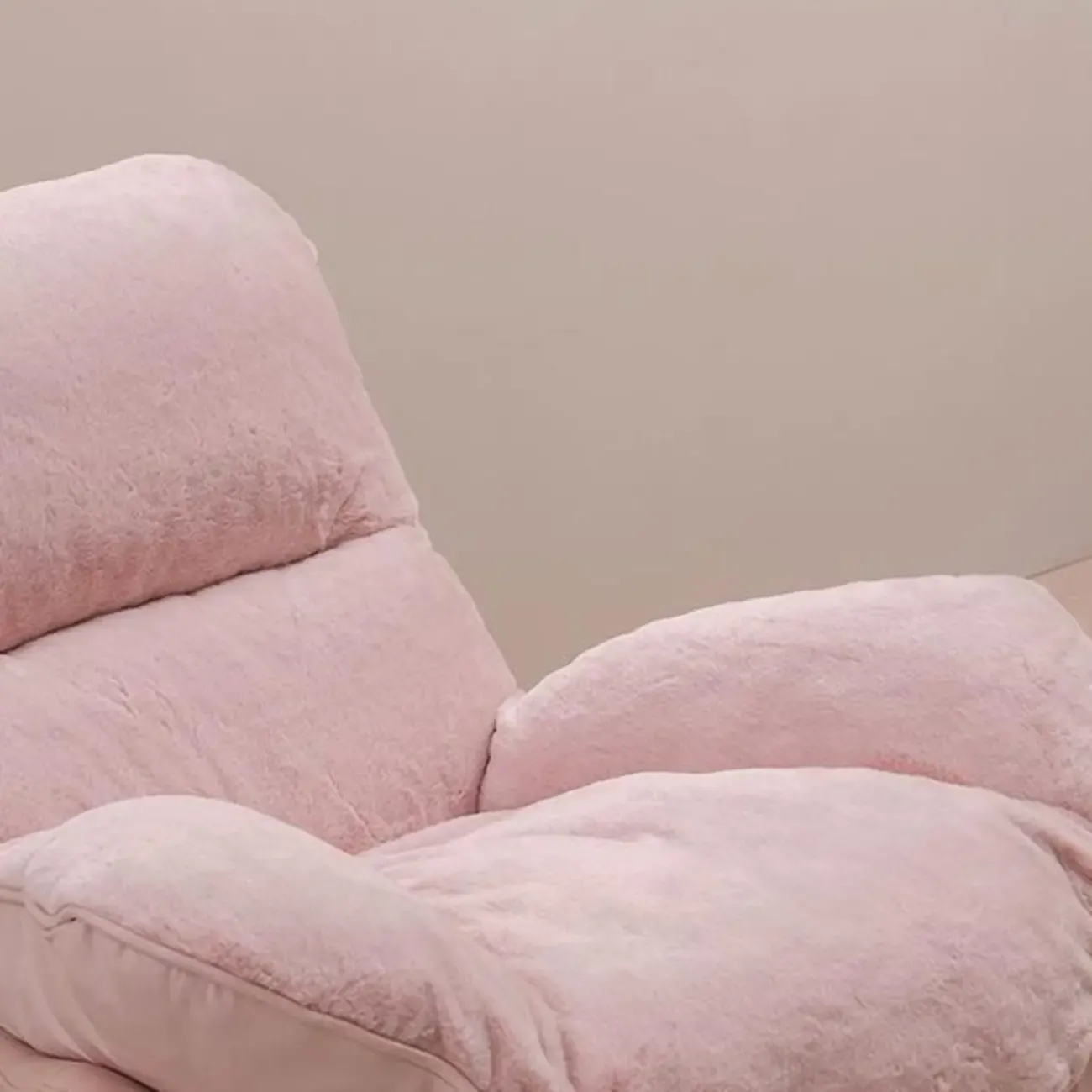 Modern Flannel Upholstered Armless Rocking Chair with Ottoman Image - 11