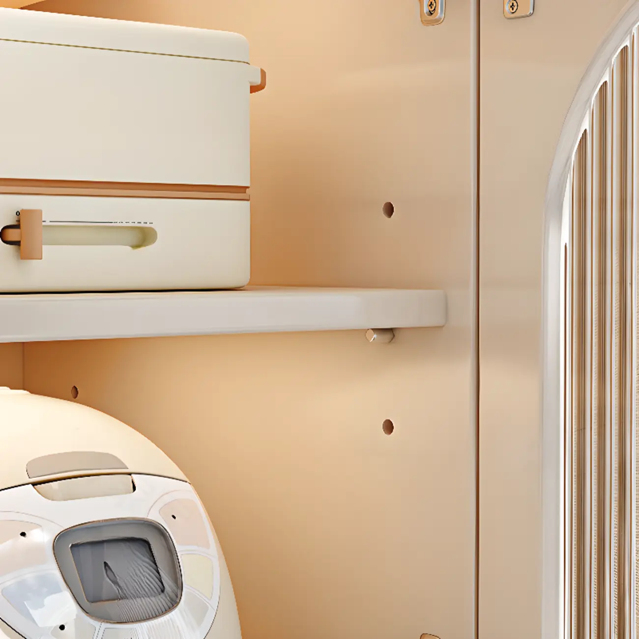 Modern White Accent Cabinet with Drawers & Glass Doors  Image - 8 | homeyfad