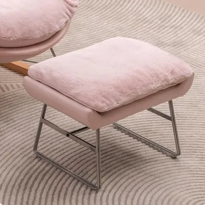 Modern Flannel Upholstered Armless Rocking Chair with Ottoman Image - 13