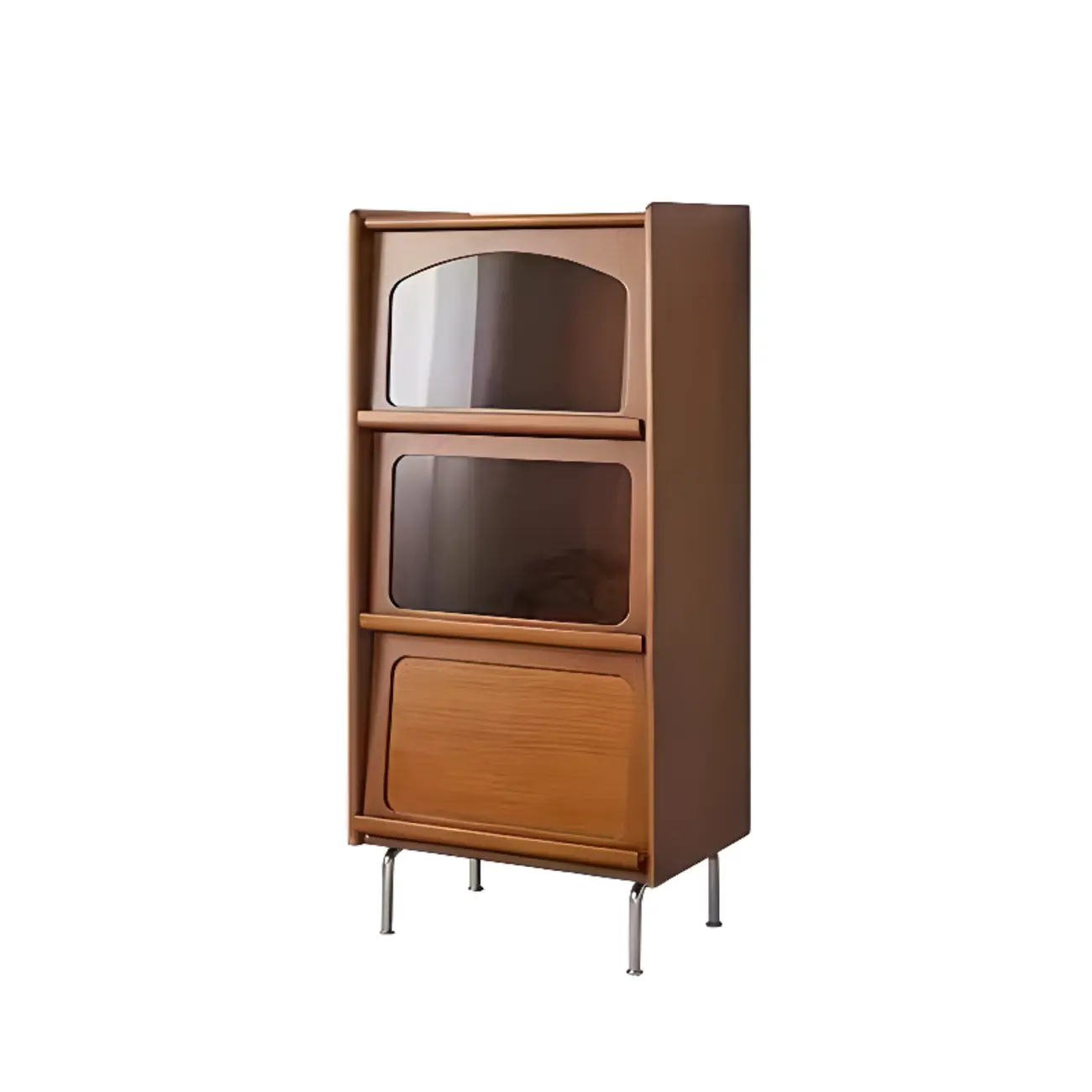 50" Modern Pine Brown Accent Cabinet with Glass Door | homeyfad