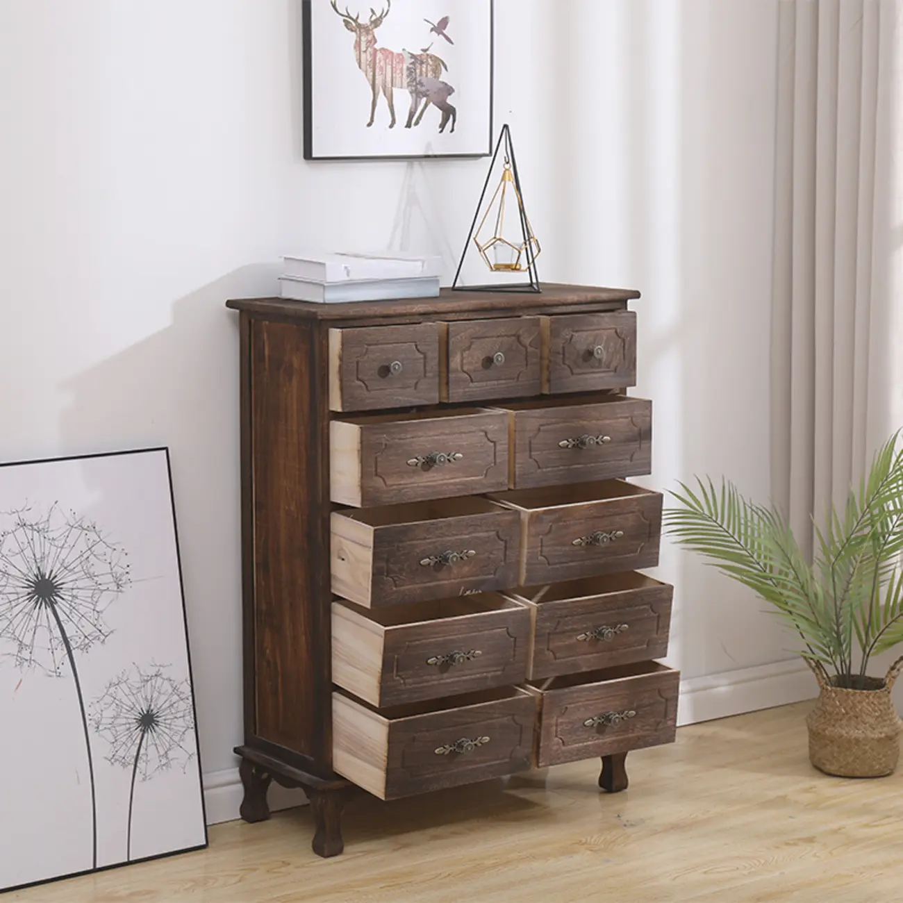 Rustic Wooden Cabinet for Living Room with Standard Length  Image - 8 | homeyfad