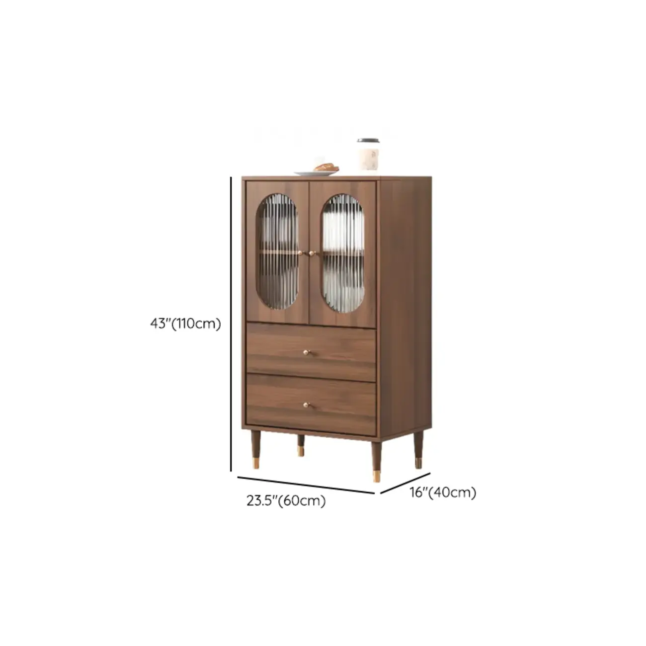 Retro Wooden Living Room Cabinet with Glass Door & Drawers #size | homeyfad