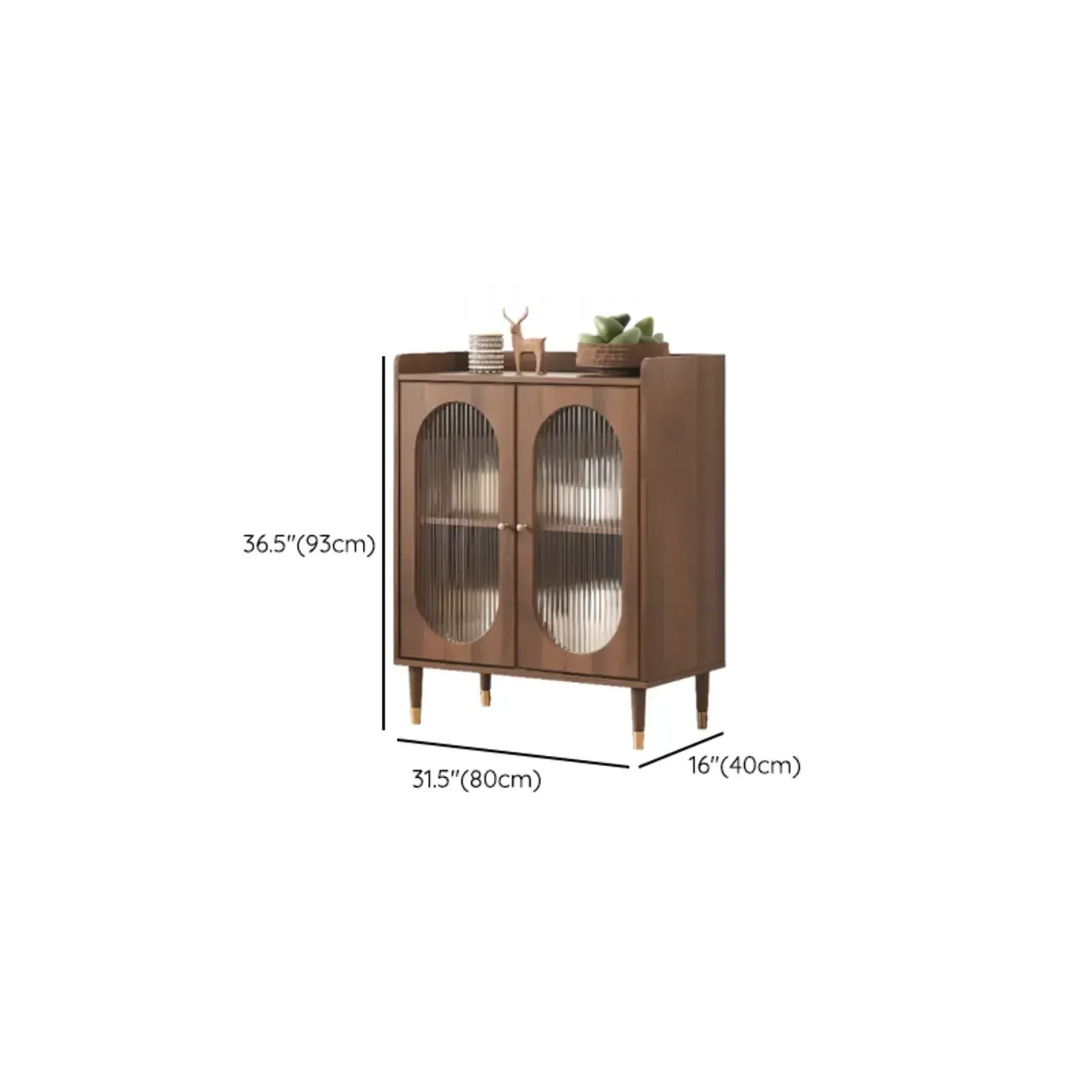 Retro Wooden Living Room Cabinet with Glass Door & Drawers Image - 15