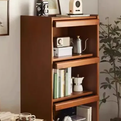 50" Modern Pine Brown Accent Cabinet with Glass Door Image - 11