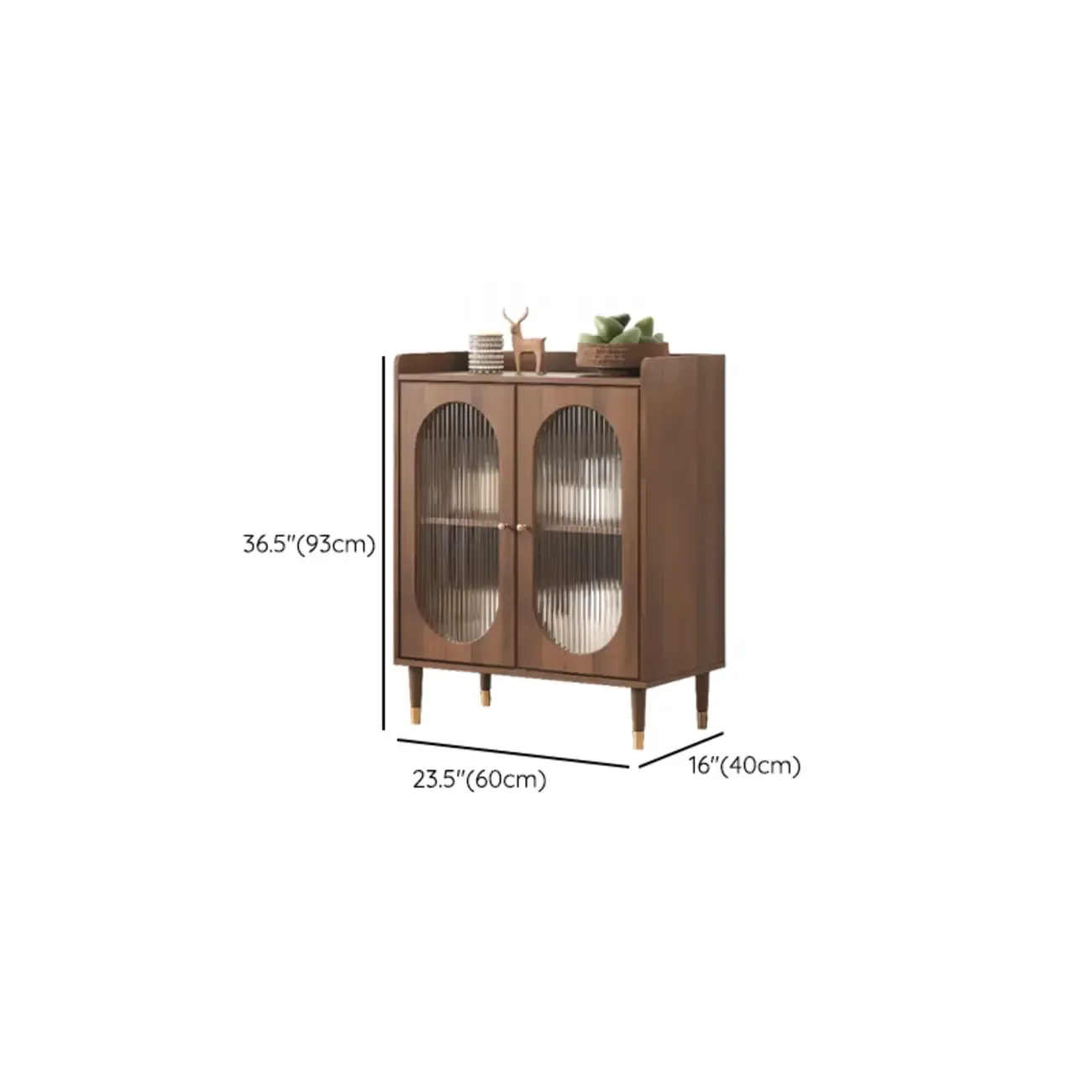 Retro Wooden Living Room Cabinet with Glass Door & Drawers Image - 16