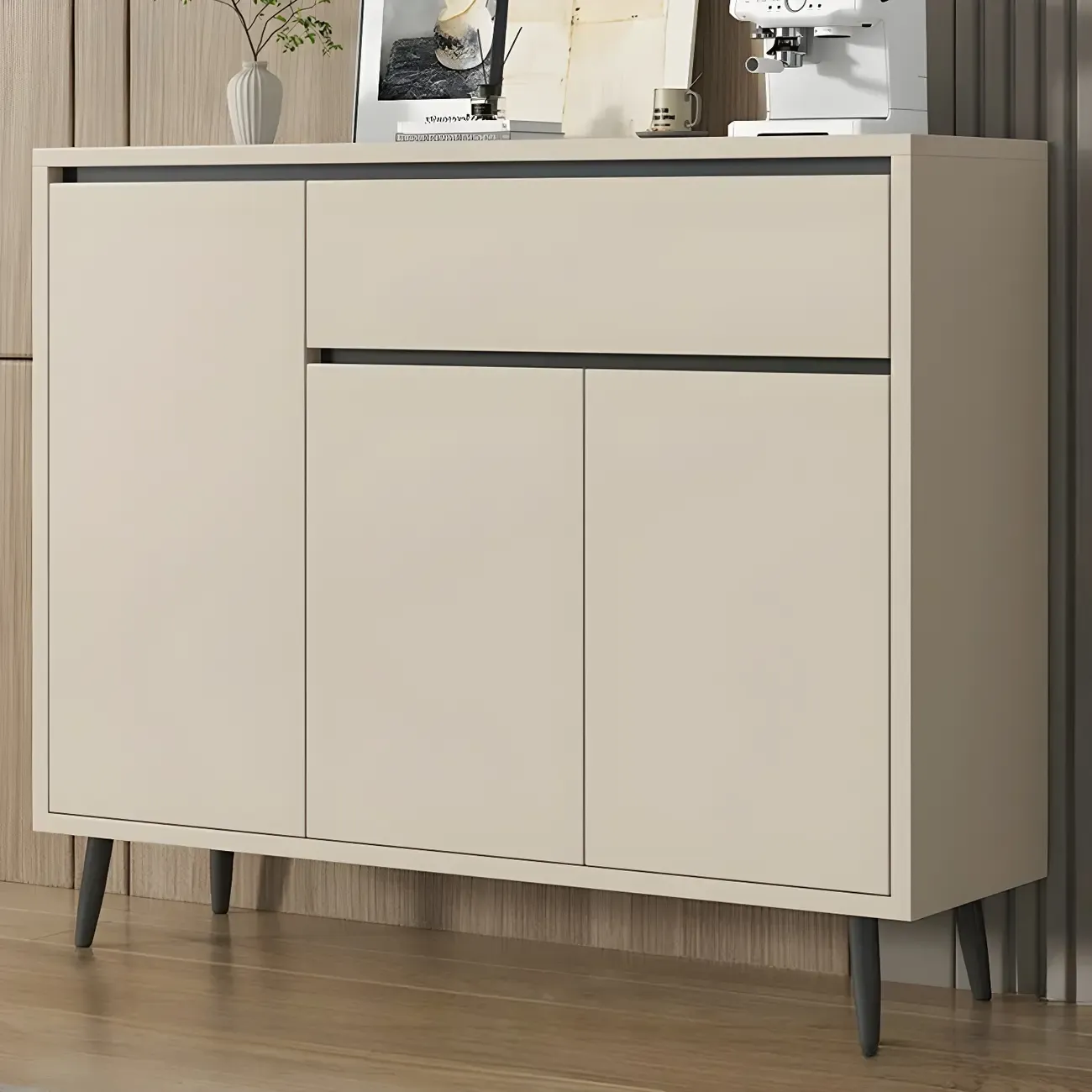 Minimalist 63" Beige Wooden Sideboard with Drawers | HomeyFad