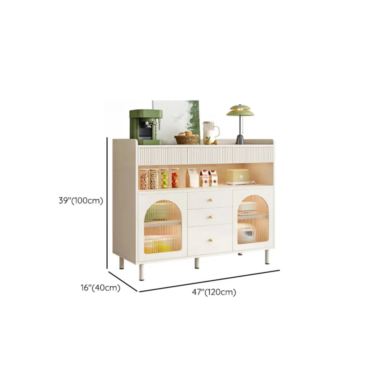 Modern White Accent Cabinet with Drawers & Glass Doors  Image - 15 | homeyfad