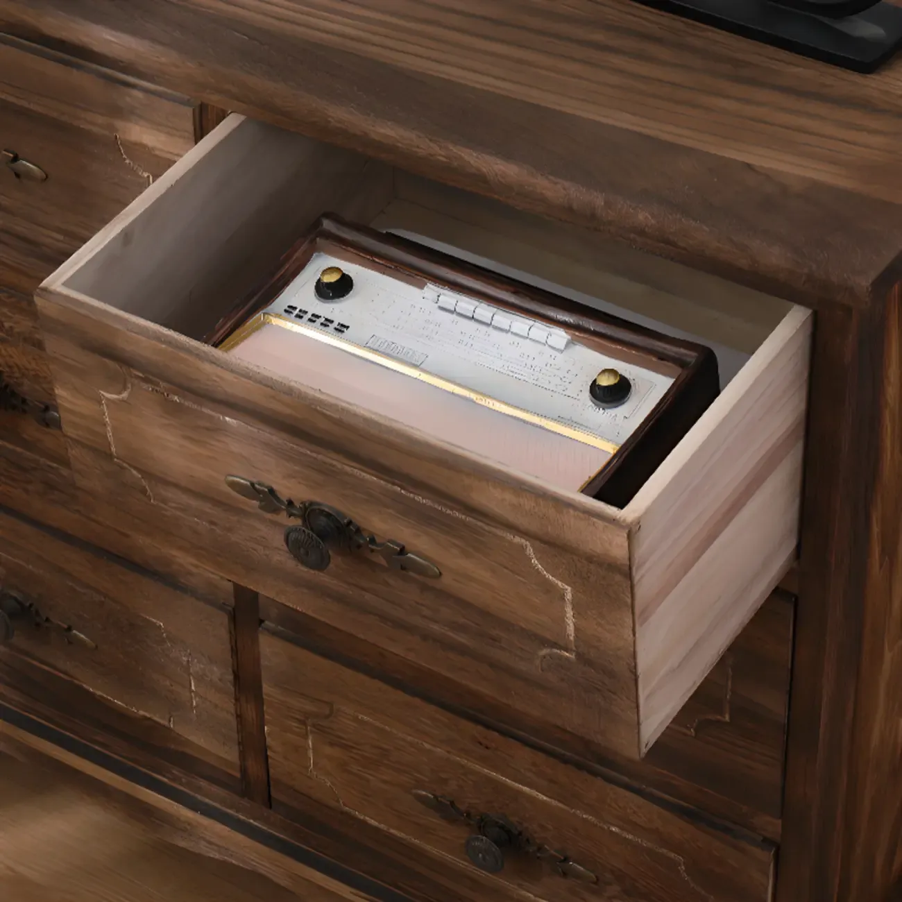 Rustic Wooden Cabinet for Living Room with Standard Length  Image - 14