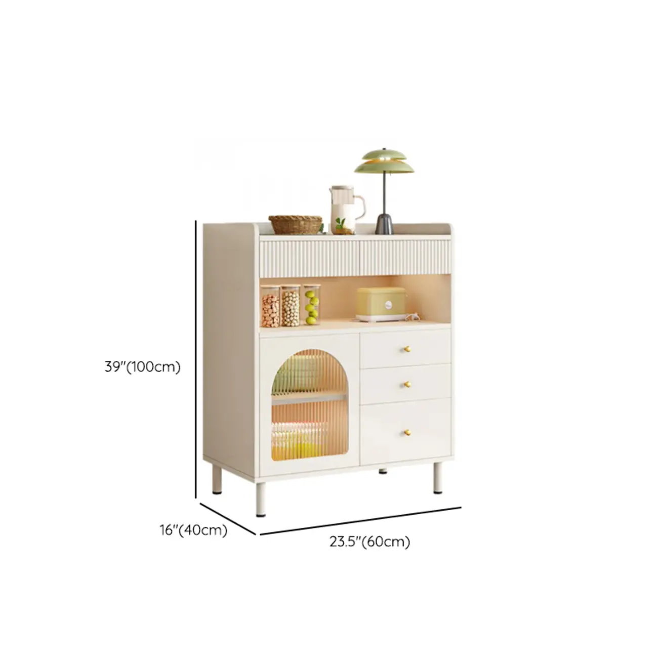 Modern White Accent Cabinet with Drawers & Glass Doors  Image - 17 | homeyfad