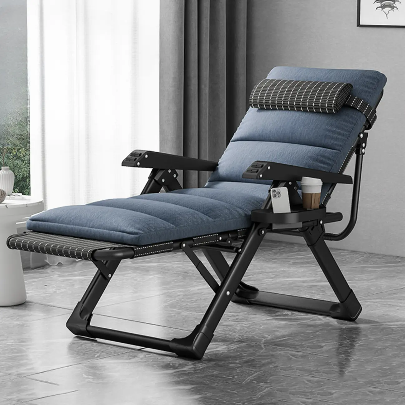 Modern Upholstery Adjustable Recliner Chair with Cupholder Image - 2 | homeyfad
