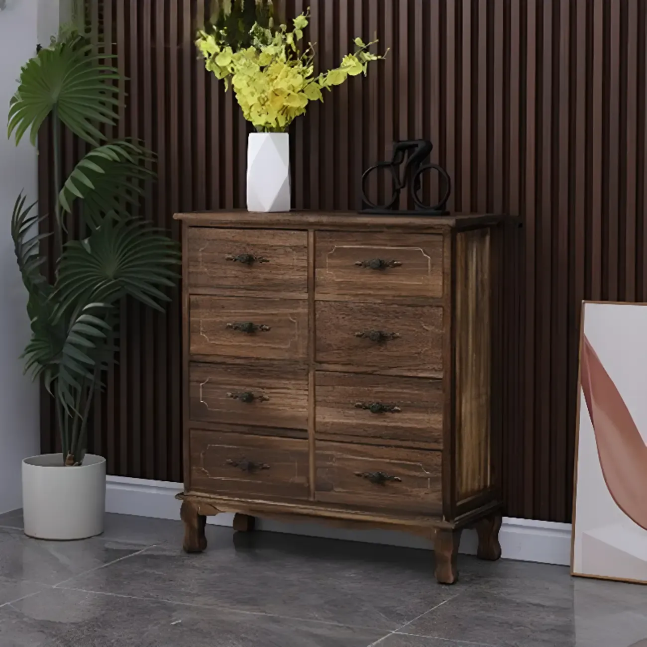 Rustic Wooden Cabinet for Living Room with Standard Length  Image - 16