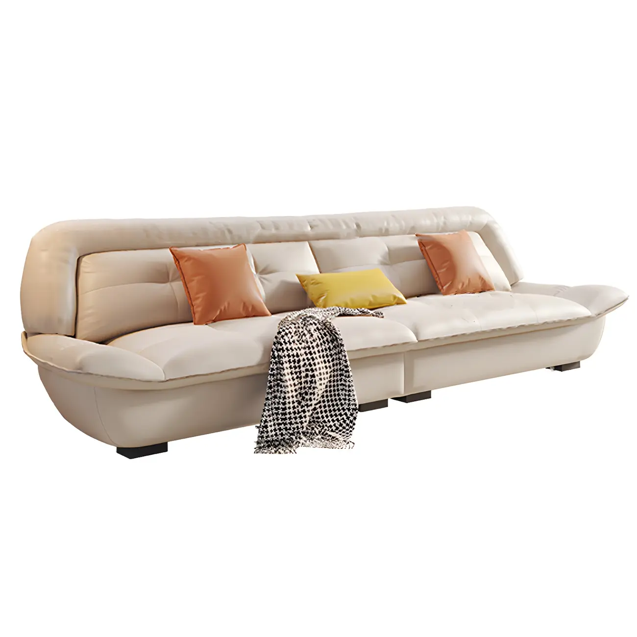 Modern White Cat Claw Leather Sofa Chaise with Cushion Back Image - 2 | homeyfad