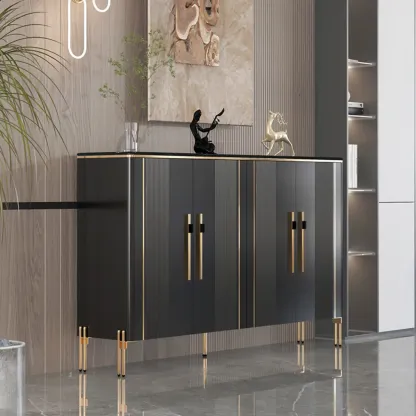 Glam Dark Gray Wooden Cabinet with Free Standing Design Image - 1