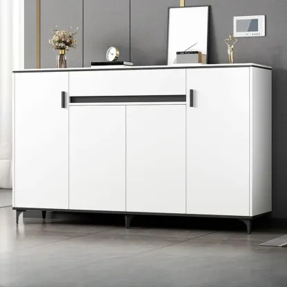 Minimalist Wooden White Kitchen Accent Cabinet with Doors Image - 1