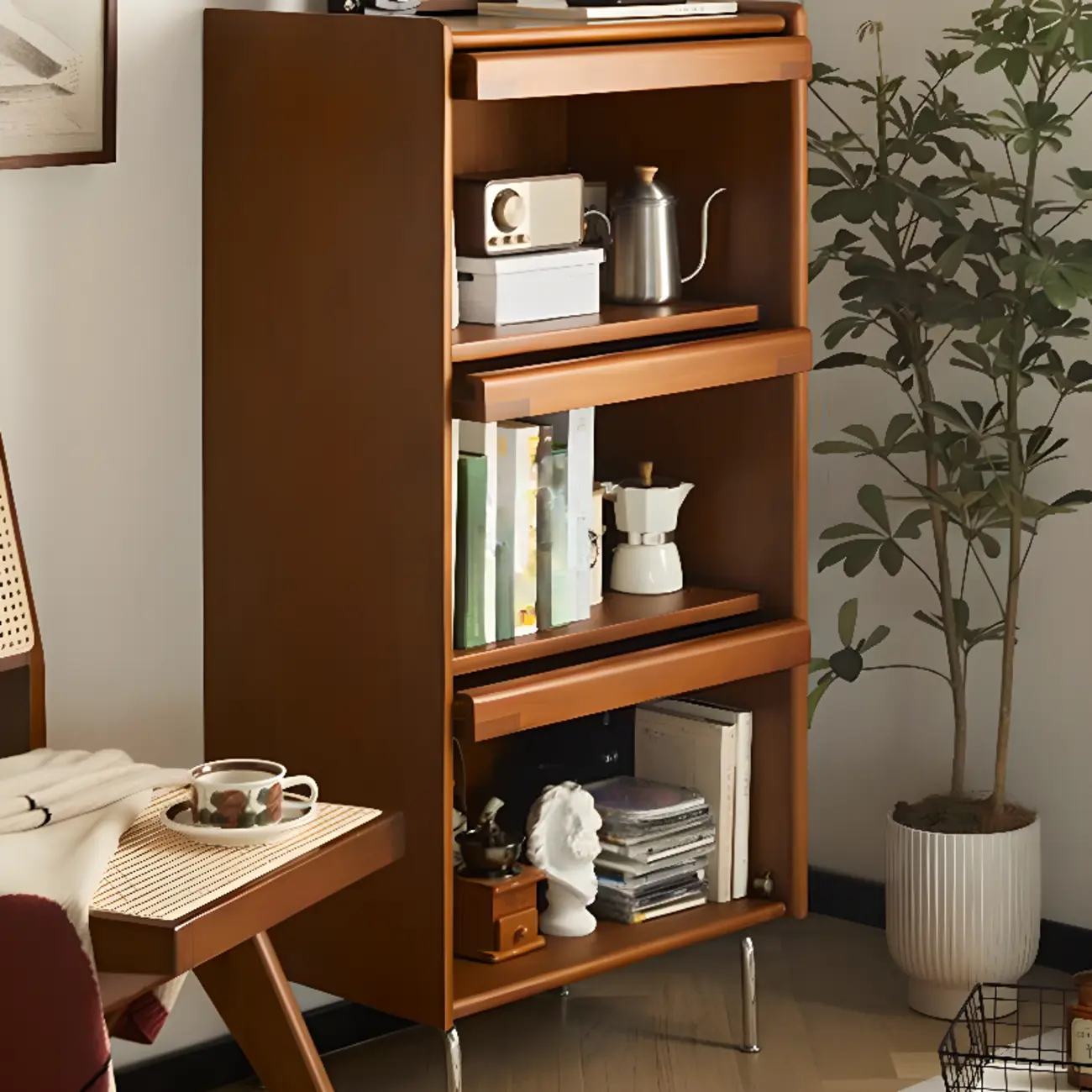 50" Modern Pine Wood Storage Cabinet with Glass Door Image - 3 | homeyfad