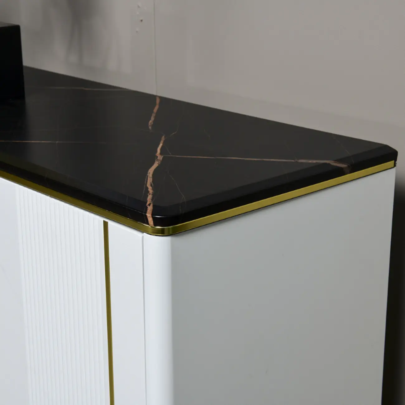 Glam Dark Gray Wooden Cabinet with Free Standing Design Image - 4 | homeyfad