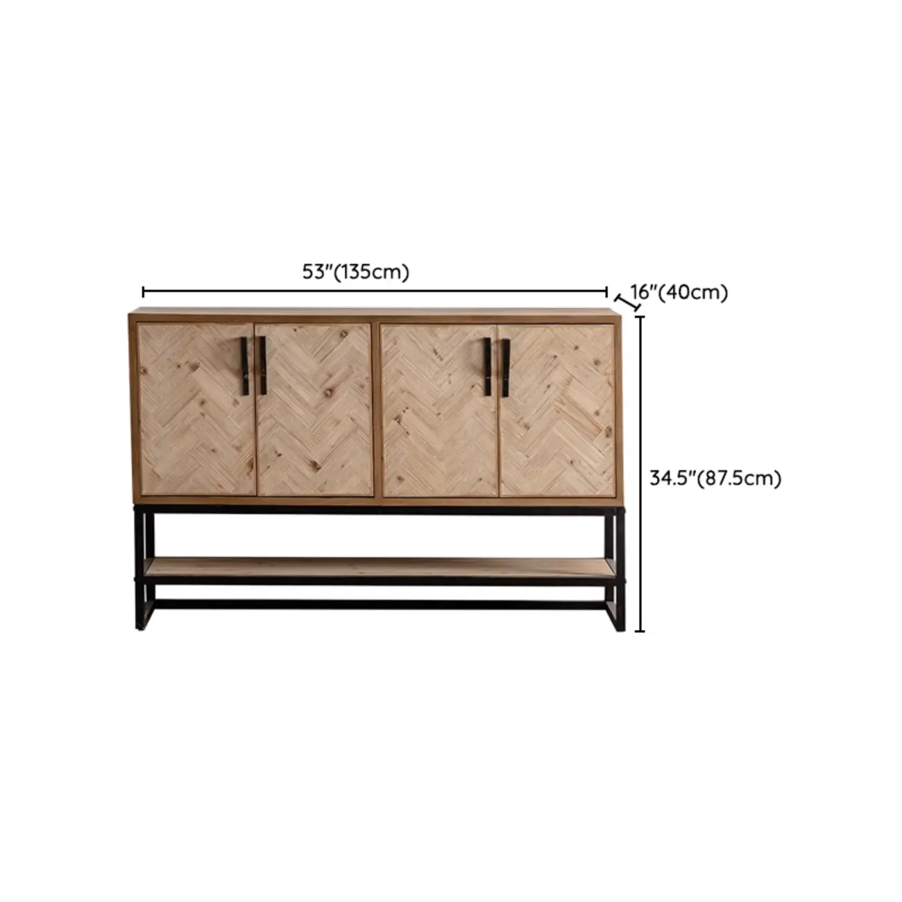 Rustic Natural Finish Cabinet with Exterior Shelf & Barn Door #size