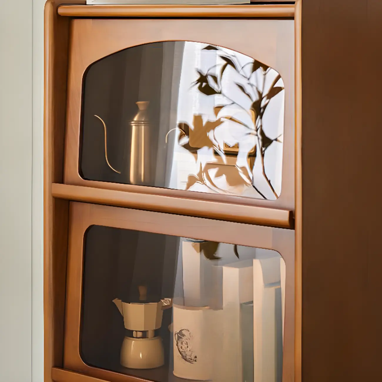 50" Modern Pine Wood Storage Cabinet with Glass Door Image - 5 | homeyfad