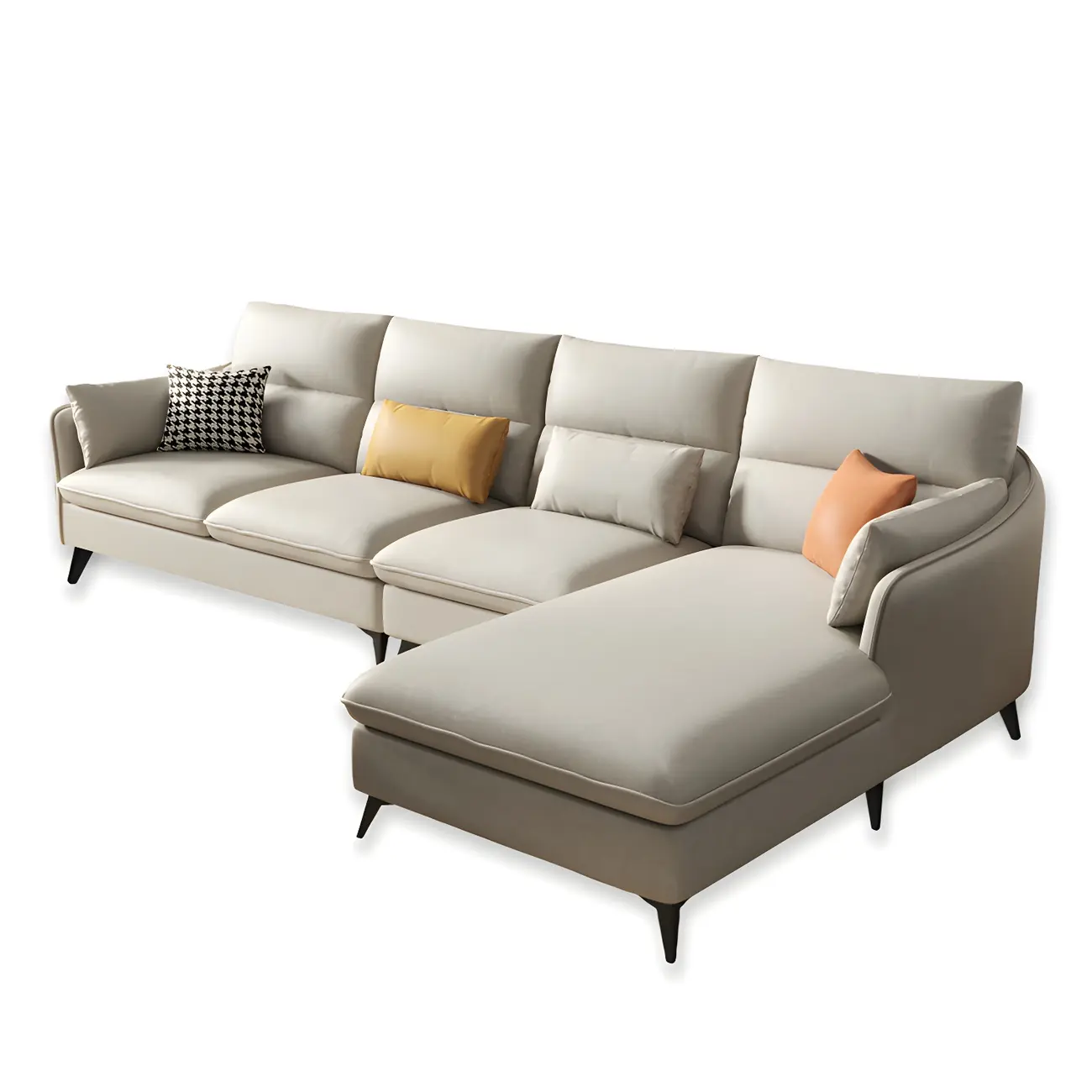 Scandinavian Faux Leather Sectional Couch for Living Room Image - 2 | homeyfad