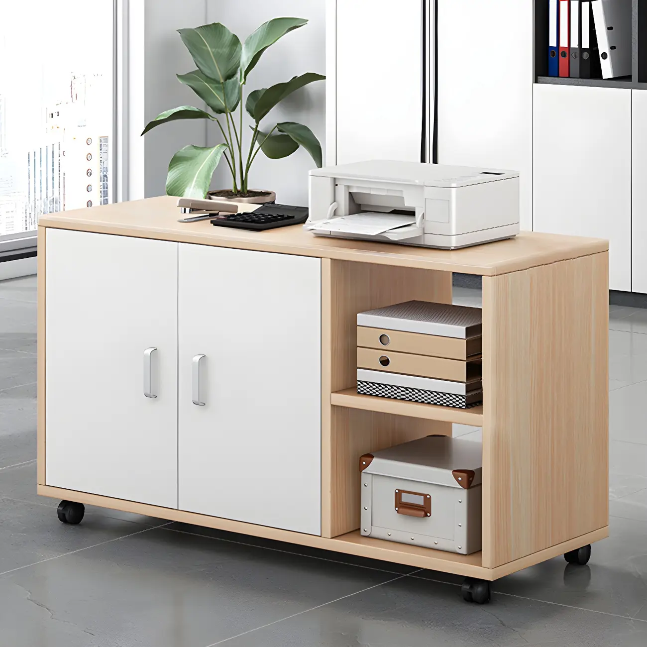 Durable Oak Wood Filing Cabinet with Drawers for Home Office Image - 1 | homeyfad