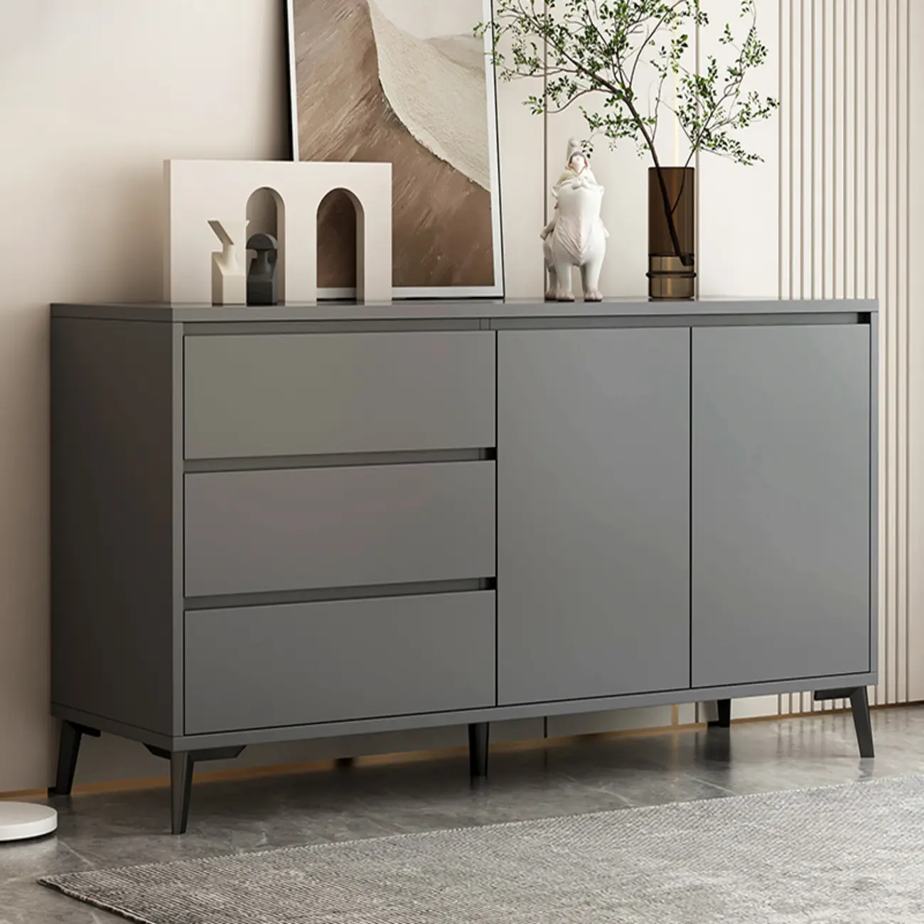 Modern Rectangular White Wooden Storage Cabinet with 5 Sizes Image - 4 | homeyfad