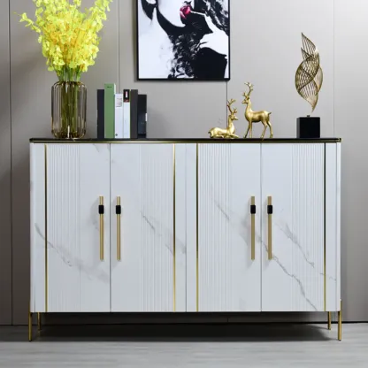 Glam Dark Gray Wooden Cabinet with Free Standing Design Image - 8