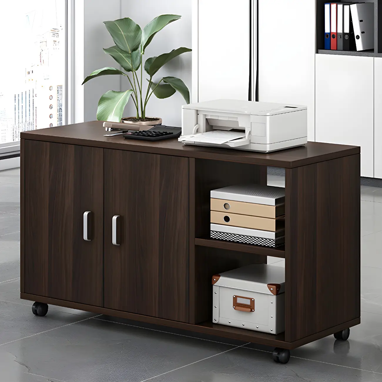 Durable Oak Wood Filing Cabinet with Drawers for Home Office Image - 4 | homeyfad