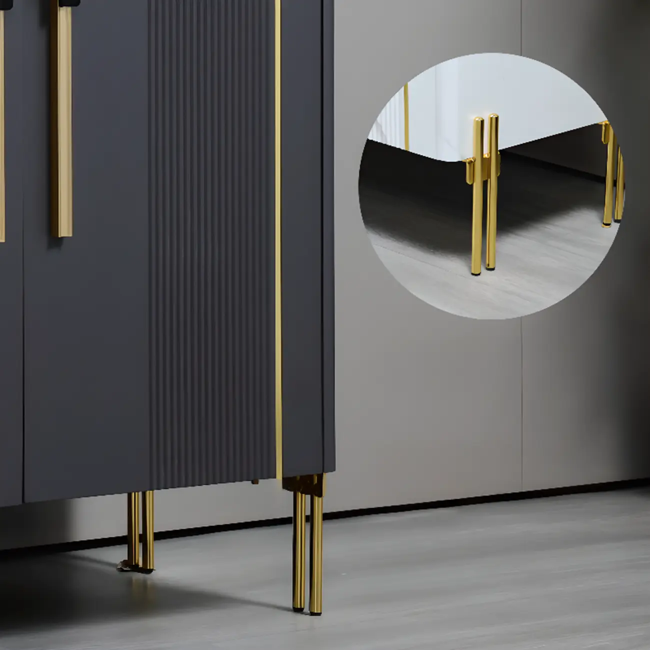 Glam Dark Gray Wooden Cabinet with Free Standing Design Image - 9 | homeyfad