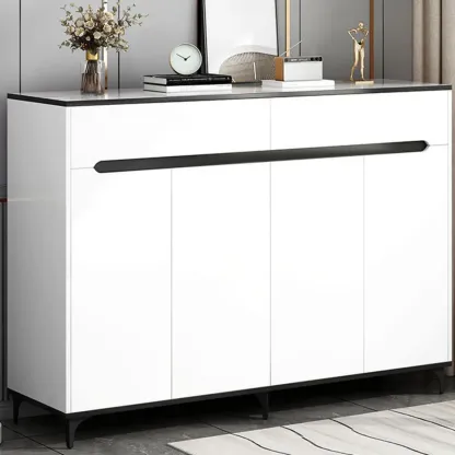 Minimalist Wooden White Kitchen Accent Cabinet with Doors Image - 10