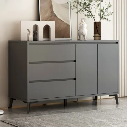 Modern Rectangular White Wooden Storage Cabinet with 5 Sizes Image - 8