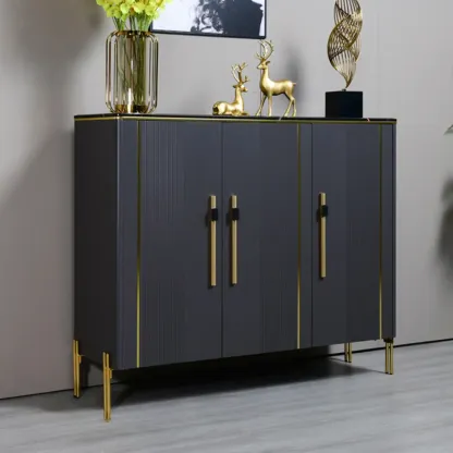 Glam Dark Gray Wooden Cabinet with Free Standing Design Image - 11