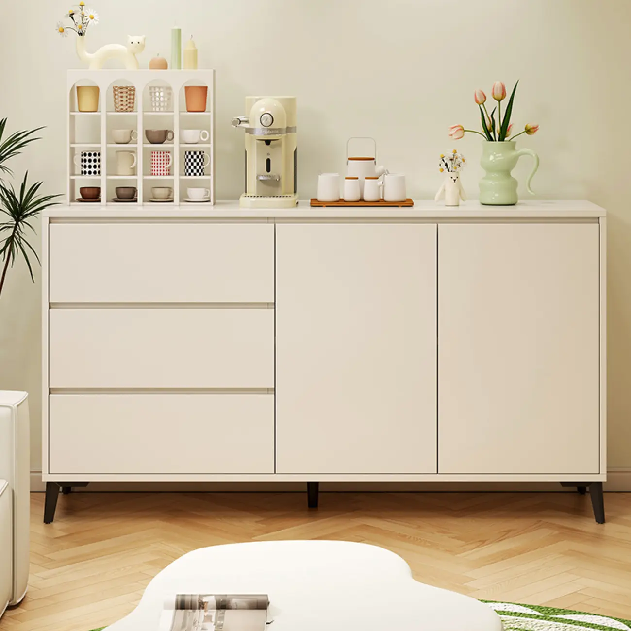 Modern Living Room Storage Cabinet with 2 Doors & 3 Drawers Image - 1 | homeyfad