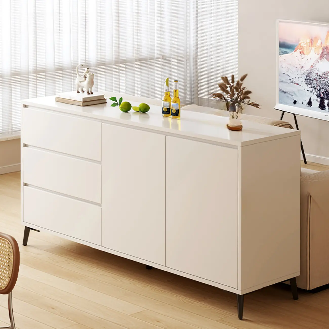 Modern Living Room Storage Cabinet with 2 Doors & 3 Drawers Image - 2 | homeyfad
