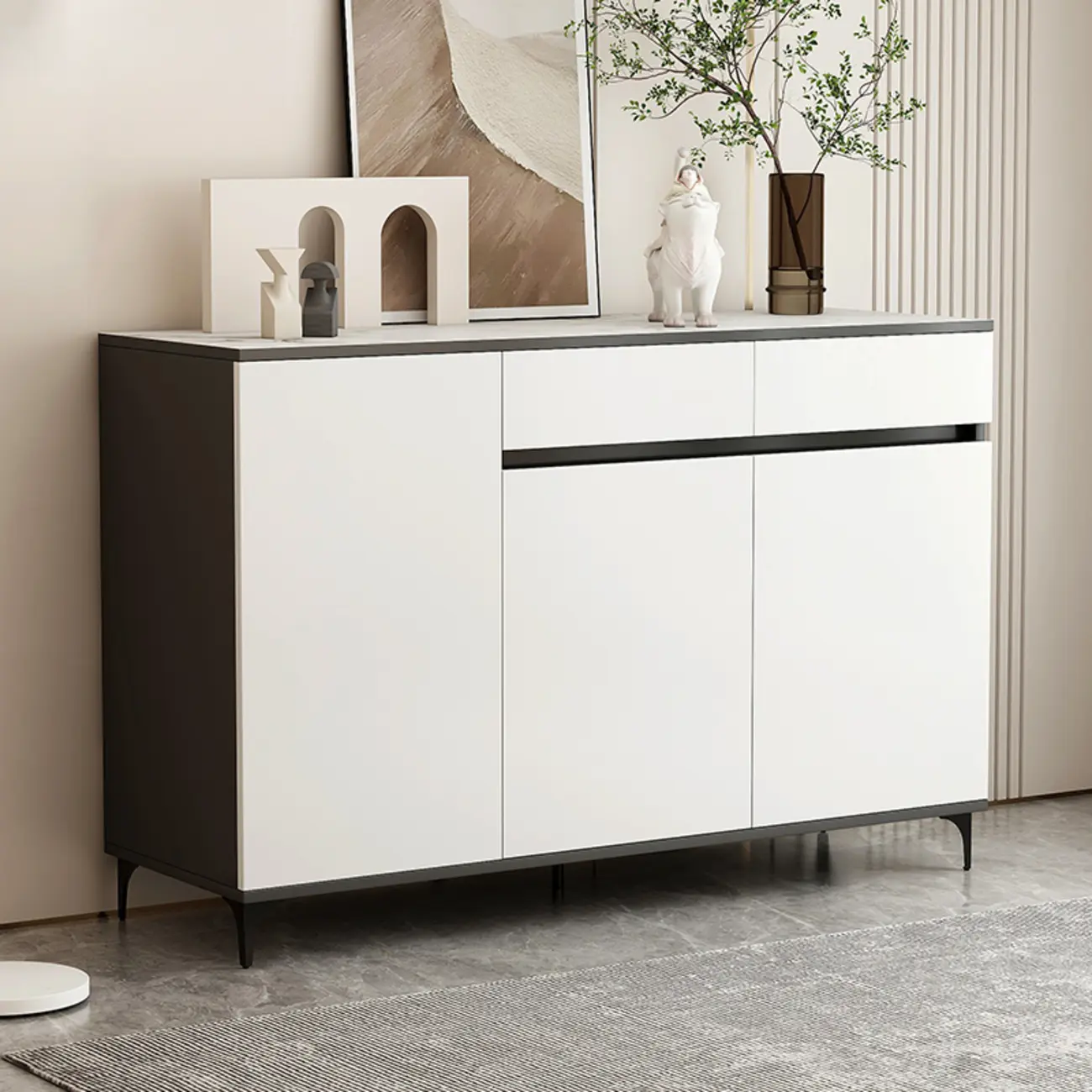 Modern Rectangular White Wooden Storage Cabinet with 5 Sizes Image - 10 | homeyfad