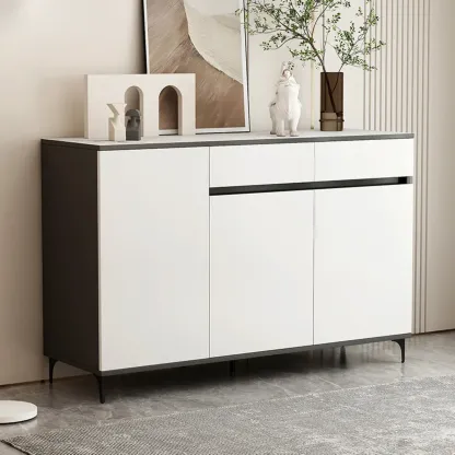 Modern Rectangular White Wooden Storage Cabinet with 5 Sizes Image - 10