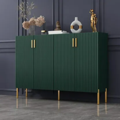 Glam Wooden Sideboard with Shelves and Cabinets Image - 1
