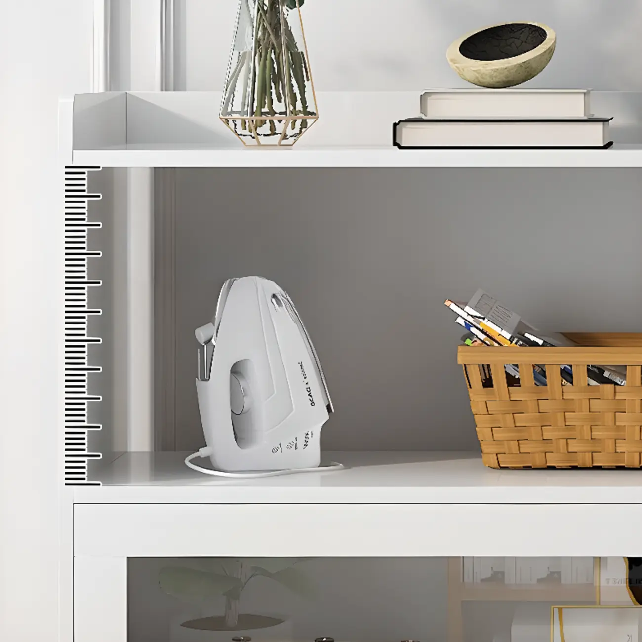 Minimalist Wooden White Kitchen Accent Cabinet with Doors Image - 13 | homeyfad