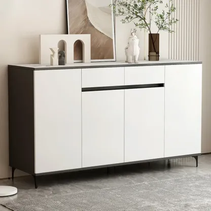 Modern Rectangular White Wooden Storage Cabinet with 5 Sizes Image - 11