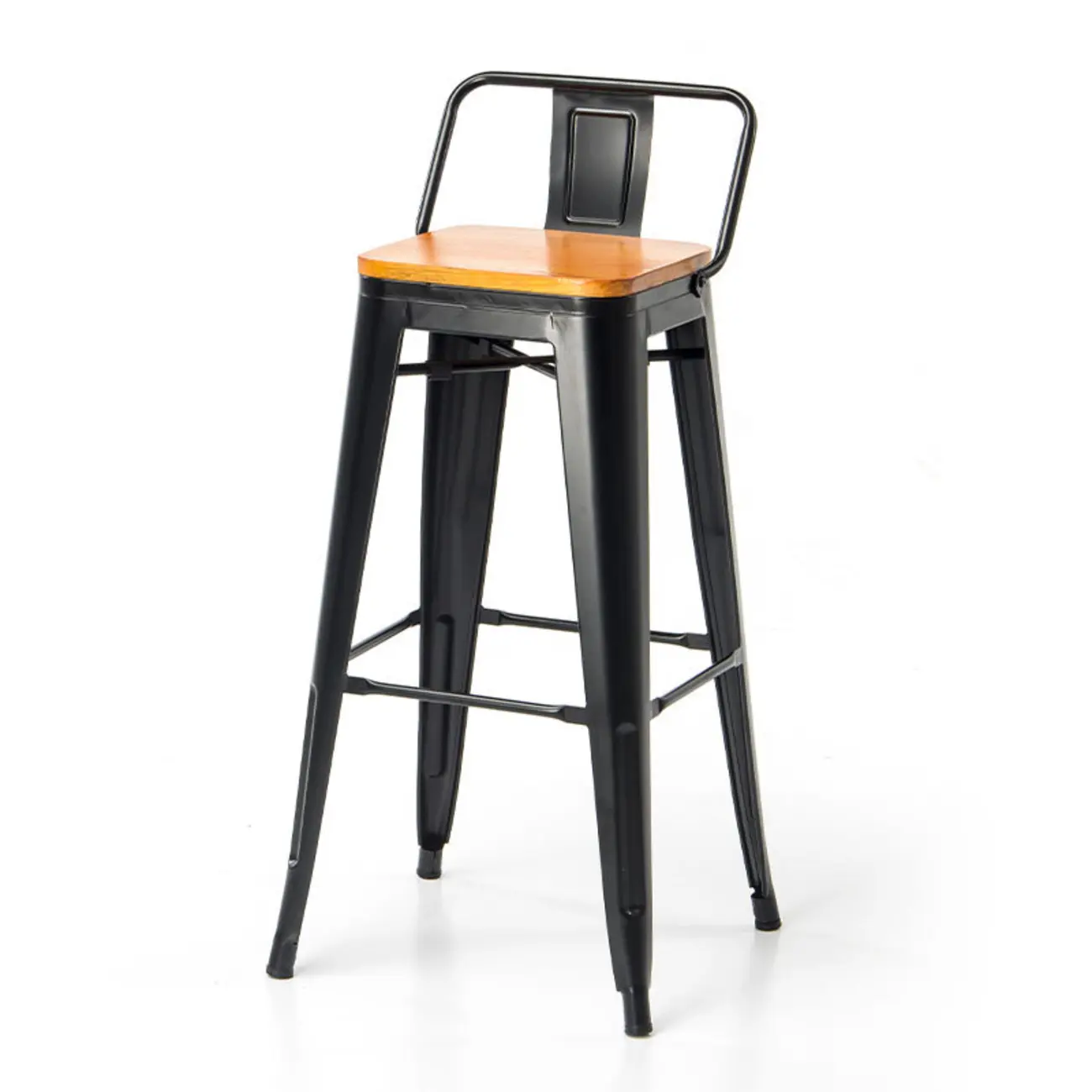 Industrial Metal Bar Stools with Wooden Seat For Coffee Bar Image - 2 | homeyfad