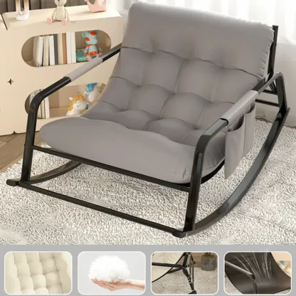 Modern 2 Seat Upholstered Rocking Chair with Track Arms Image - 2