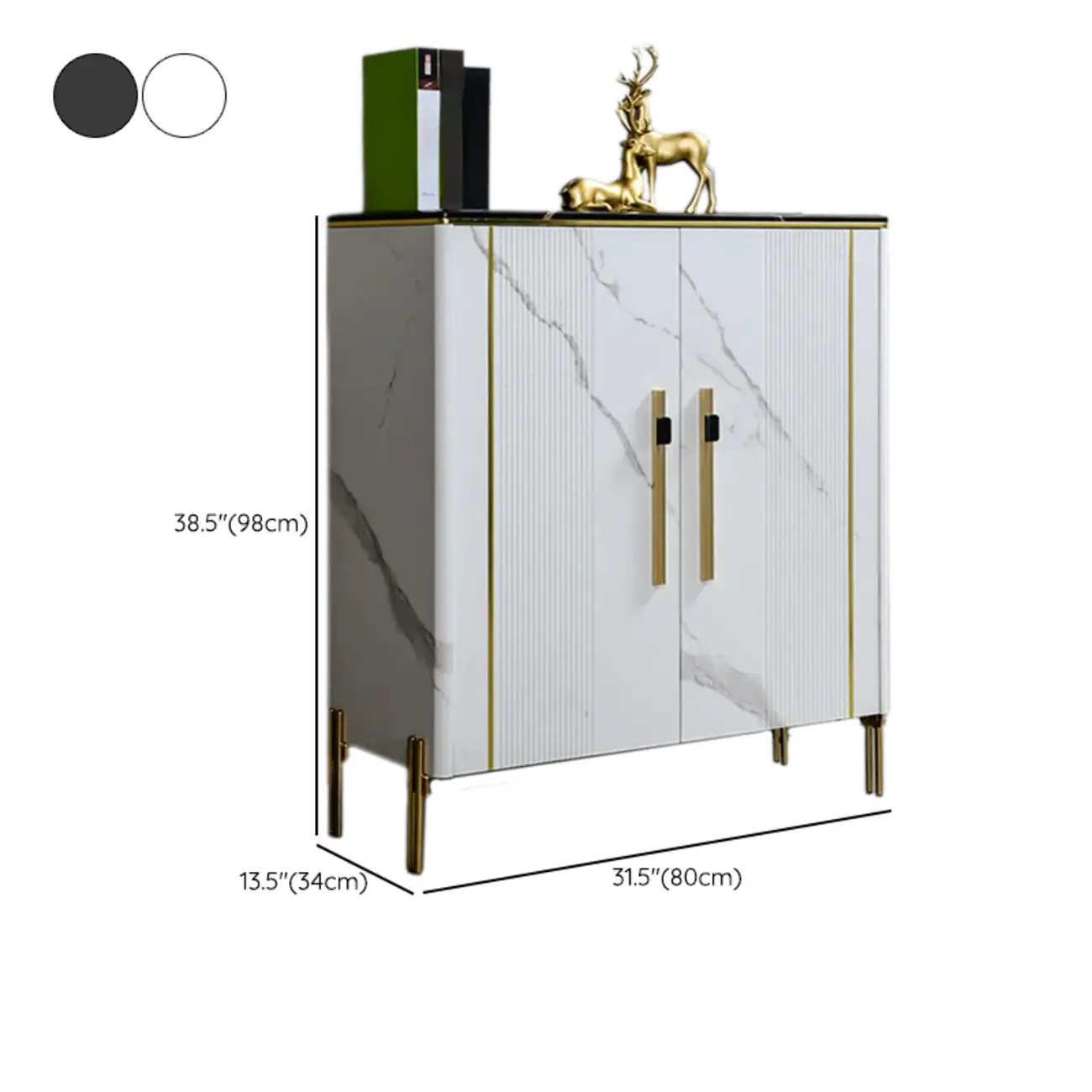 Glam Dark Gray Wooden Cabinet with Free Standing Design #size