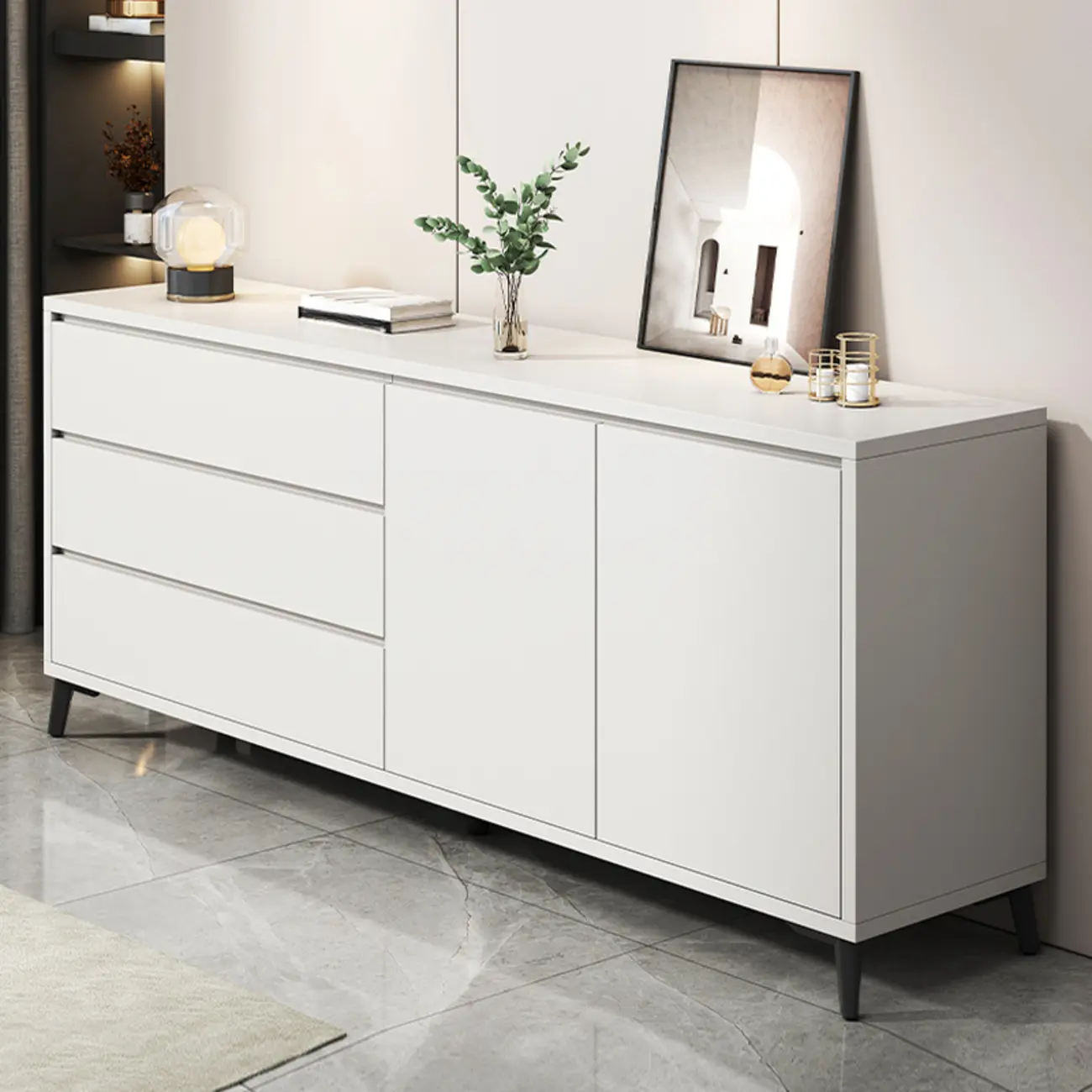 Modern Living Room Storage Cabinet with 2 Doors & 3 Drawers Image - 4 | homeyfad