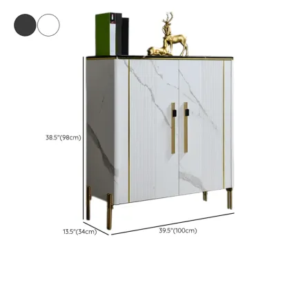 Glam Dark Gray Wooden Cabinet with Free Standing Design Image - 15