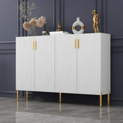 Glam Wooden Sideboard with Shelves and Cabinets Image - 4