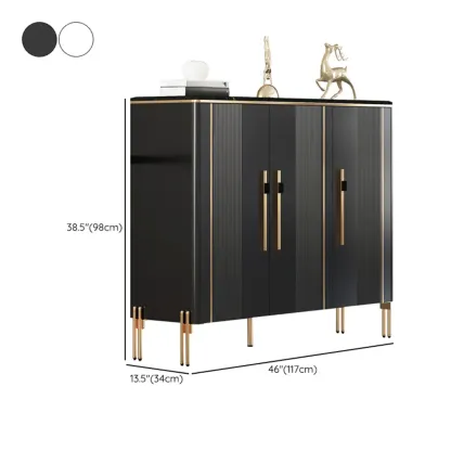 Glam Dark Gray Wooden Cabinet with Free Standing Design Image - 16