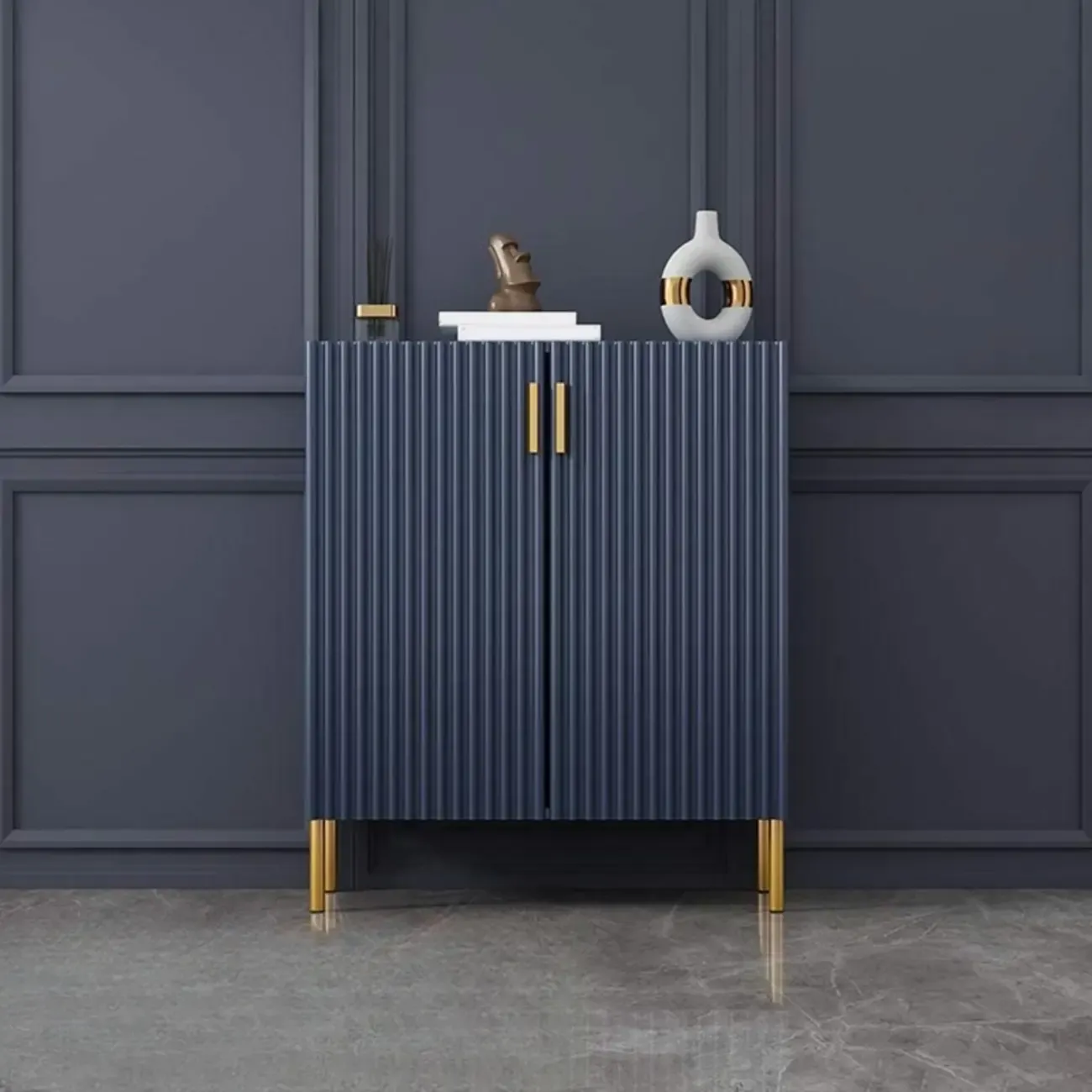 Glam Wooden Sideboard with Shelves and Cabinets Image - 6