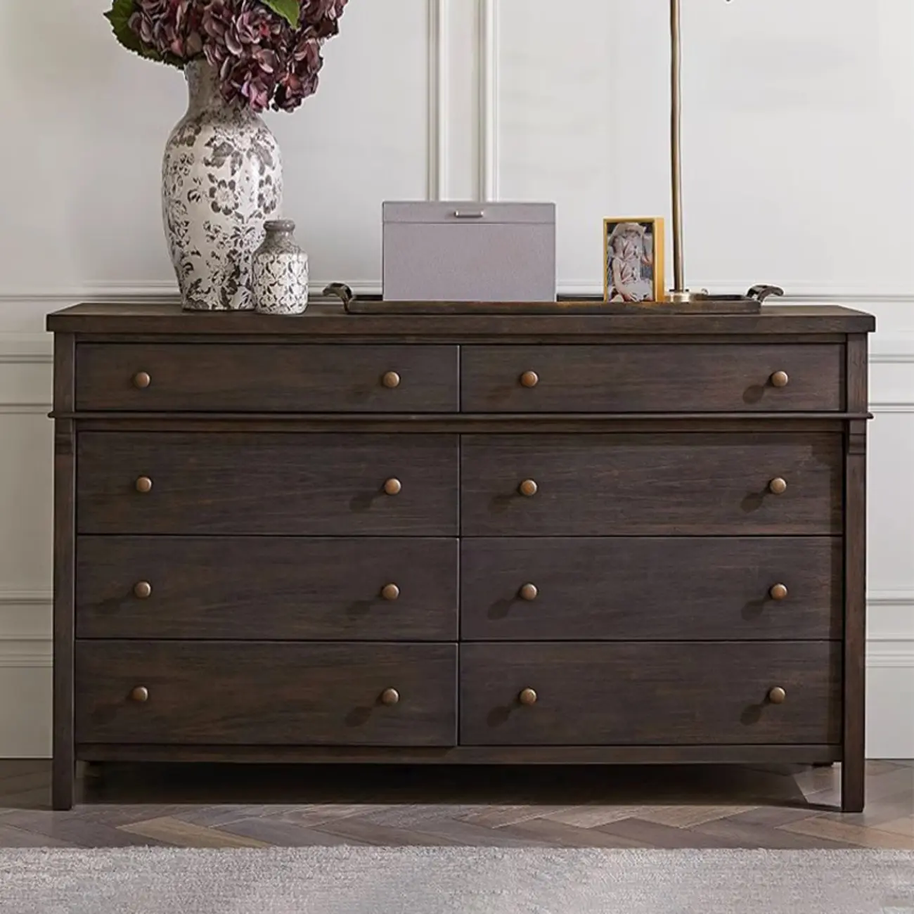 Rustic Oak Brown Living Room Accent Chests with 6/8 Drawers Image - 3 | homeyfad