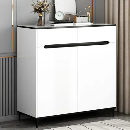 Minimalist Wooden White Kitchen Accent Cabinet with Doors Image - 17