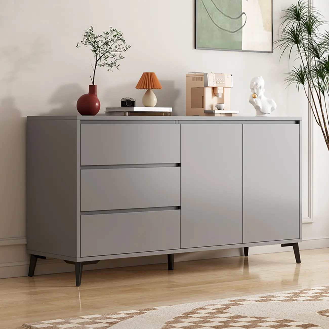 Modern Living Room Storage Cabinet with 2 Doors & 3 Drawers Image - 7 | homeyfad